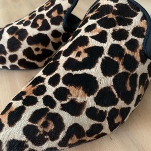 Rebecca Minkoff, leopard print, Calf hair mules. Little/no sign of wear on hair.